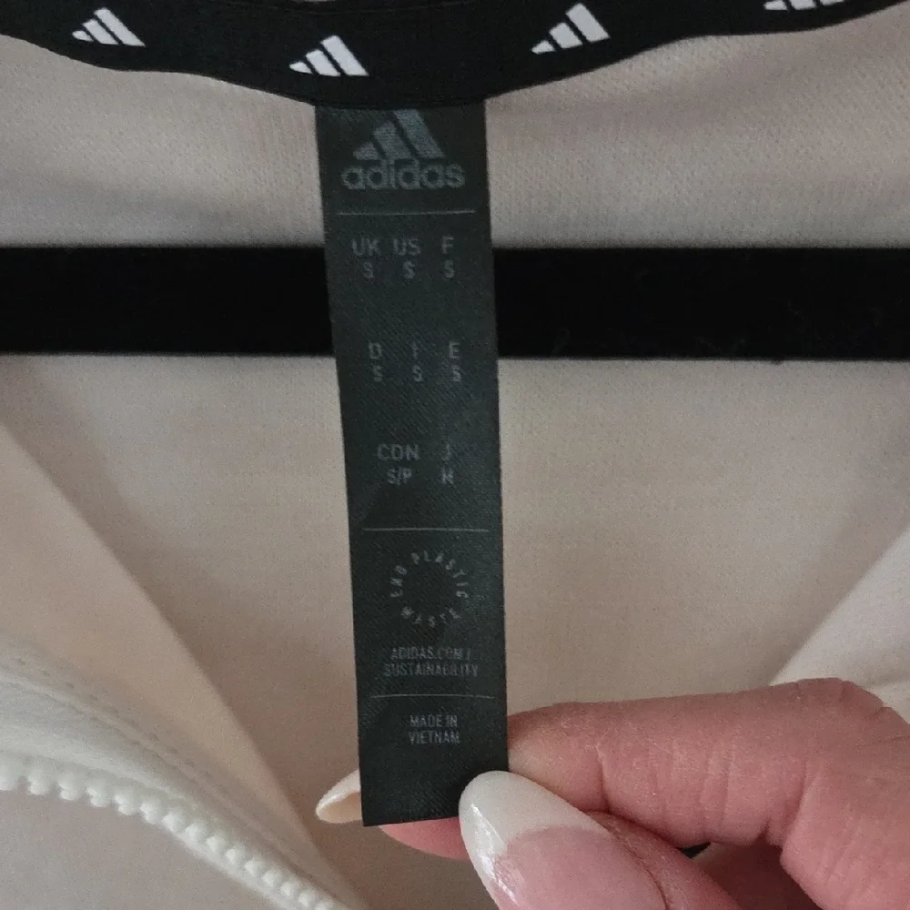 Adidas Cream and Black 1/4 Zip Hoodie